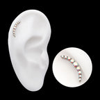 Prong Set Round CZ/Opal 9-Cluster Flatback Stud Earring / Nosering - Opal & CZ & Opal & CZ in Titanium