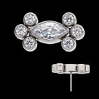 Clustered Bezel Set Marquise & Round CZ Flatback Stud Earring / Nosering - CZ in Titanium