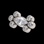 Clustered Bezel Set Marquise & Round CZ Flatback Stud Earring / Nosering - CZ in Titanium