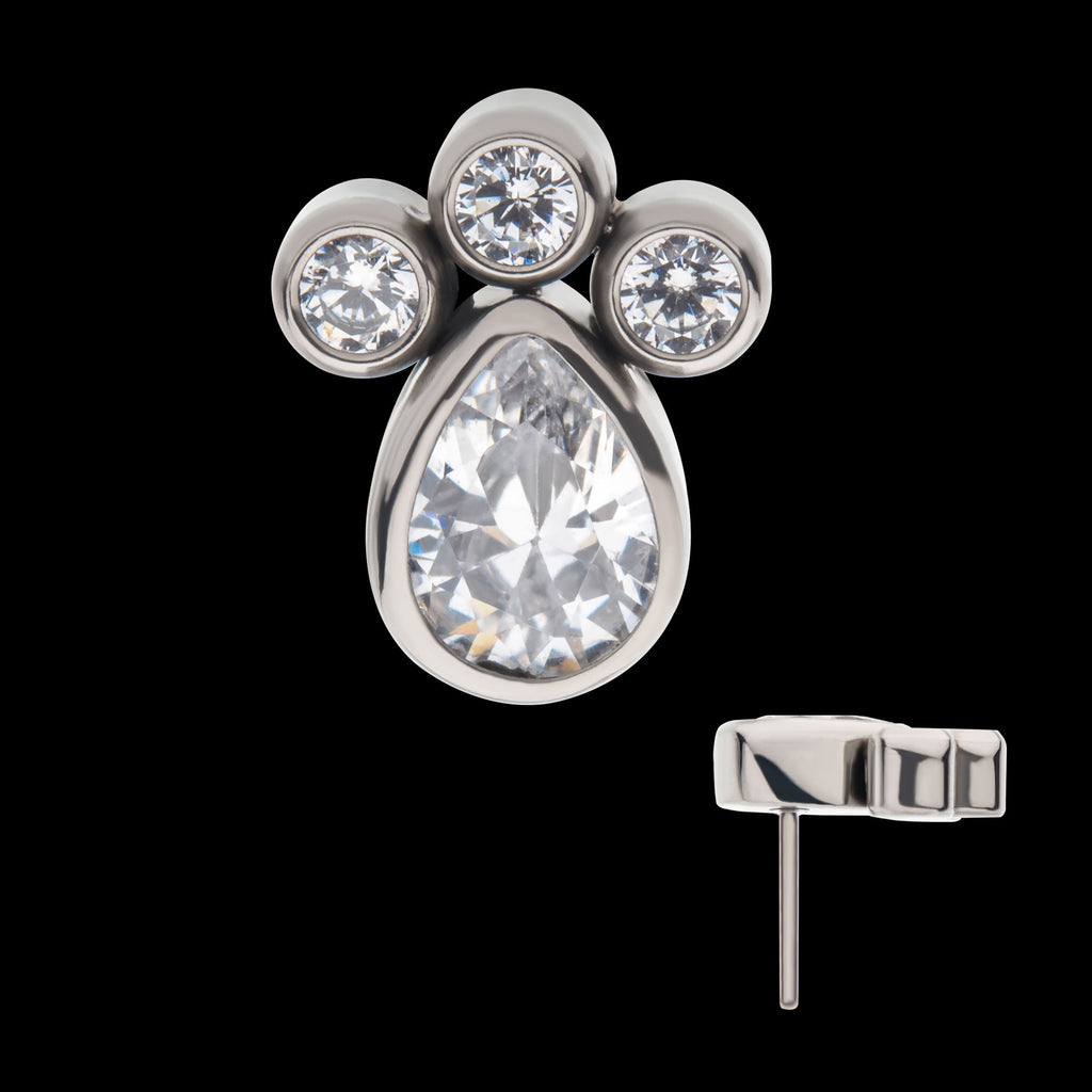 Clustered Bezel Set Teardrop & Round CZ Flatback Stud Earring / Nosering - CZ in Titanium
