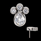 Clustered Bezel Set Teardrop & Round CZ Flatback Stud Earring / Nosering - CZ in Titanium