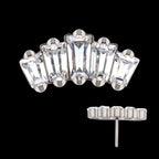 Prong Set Trapezoid CZ 5-Cluster Flatback Stud Earring / Nosering - CZ in Titanium