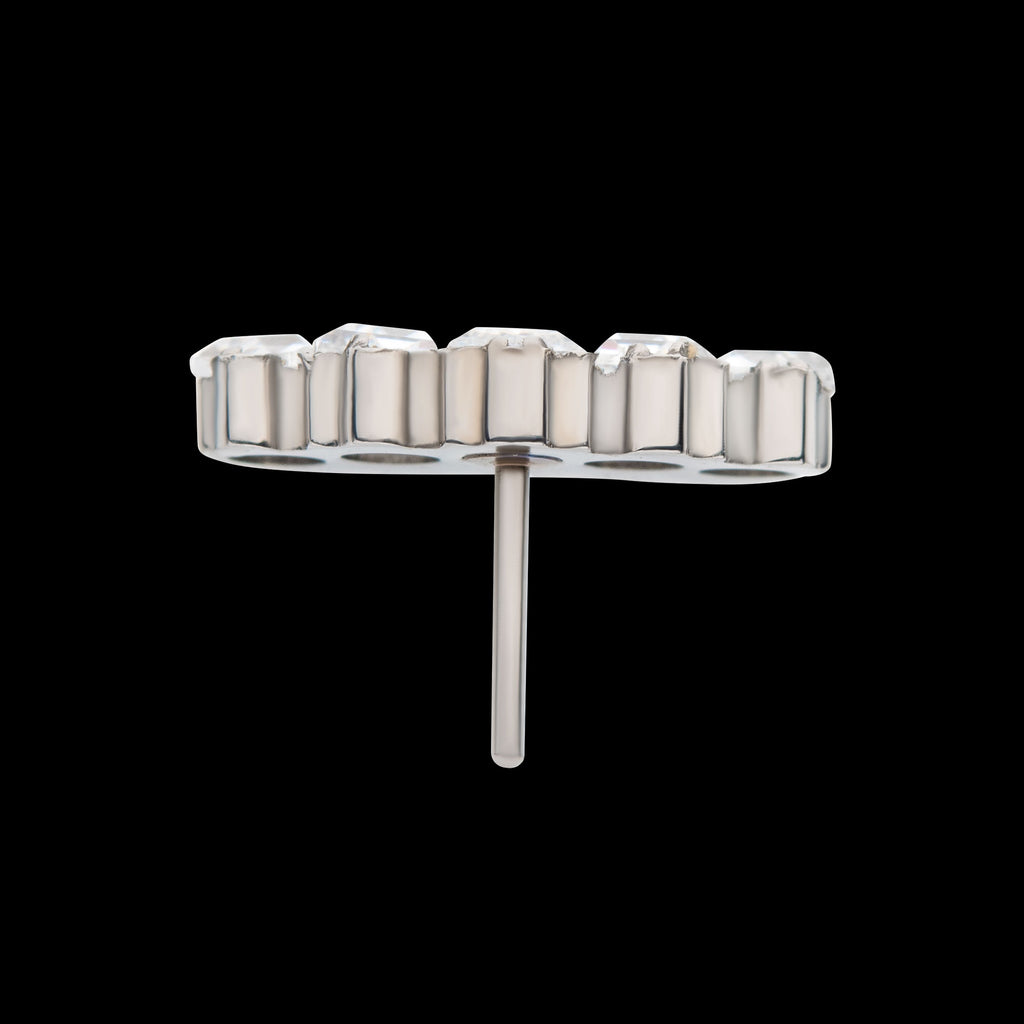 Prong Set Trapezoid CZ 5-Cluster Flatback Stud Earring / Nosering - CZ in Titanium
