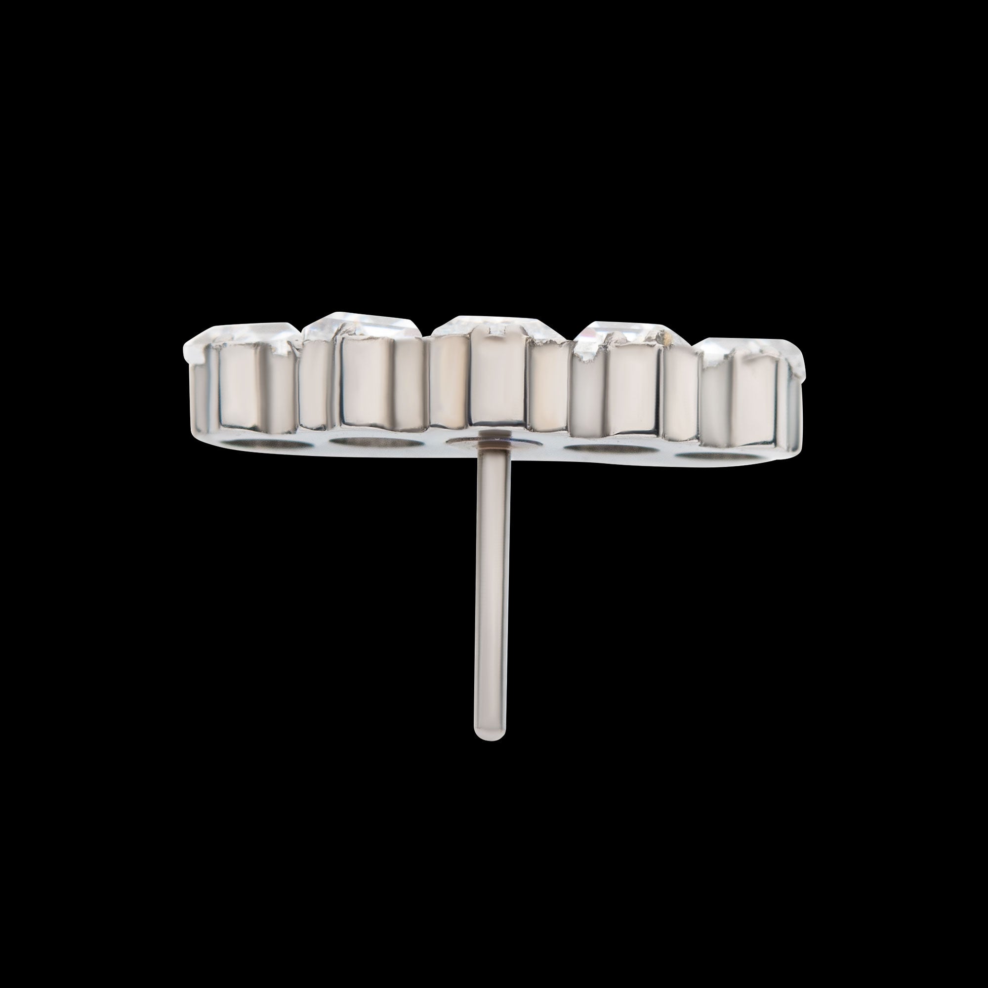 Prong Set Trapezoid CZ 5-Cluster Flatback Stud Earring / Nosering - CZ in Titanium
