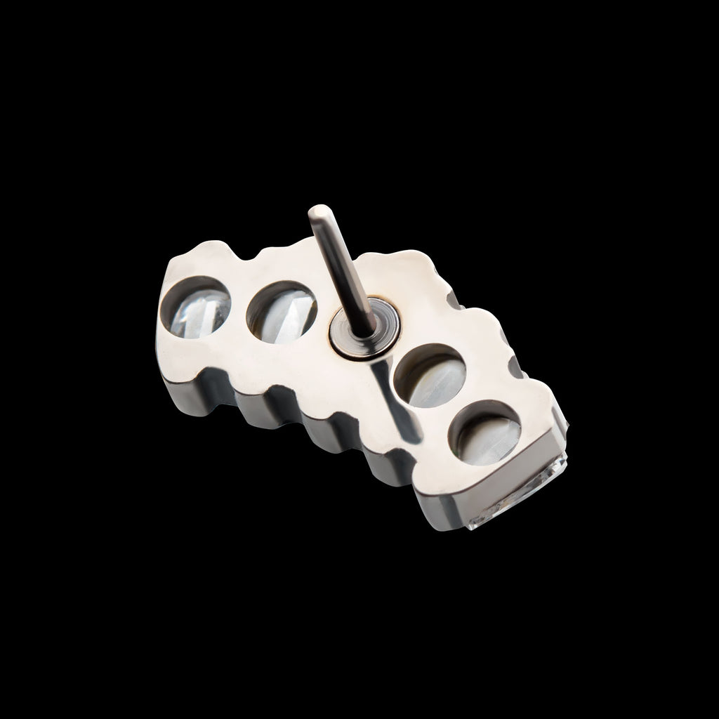 Prong Set Trapezoid CZ 5-Cluster Flatback Stud Earring / Nosering - CZ in Titanium