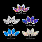 4 Cluster Fan Shape with Prong Set Marquise CZ/Opal Flatback Stud Earring / Nosering - Opal & CZ & Opal & CZ in Titanium