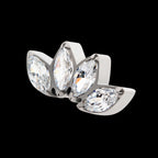 4 Cluster Fan Shape with Prong Set Marquise CZ/Opal Flatback Stud Earring / Nosering - Opal & CZ & Opal & CZ in Titanium