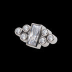 Bezel Baguette & Round CZ 7-Cluster Flatback Stud Earring / Nosering - CZ in Titanium