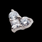 Prong Set Round & Princess Gem 3-Cluster Heart Shape Flatback Stud Earring / Nosering - Gem in Titanium