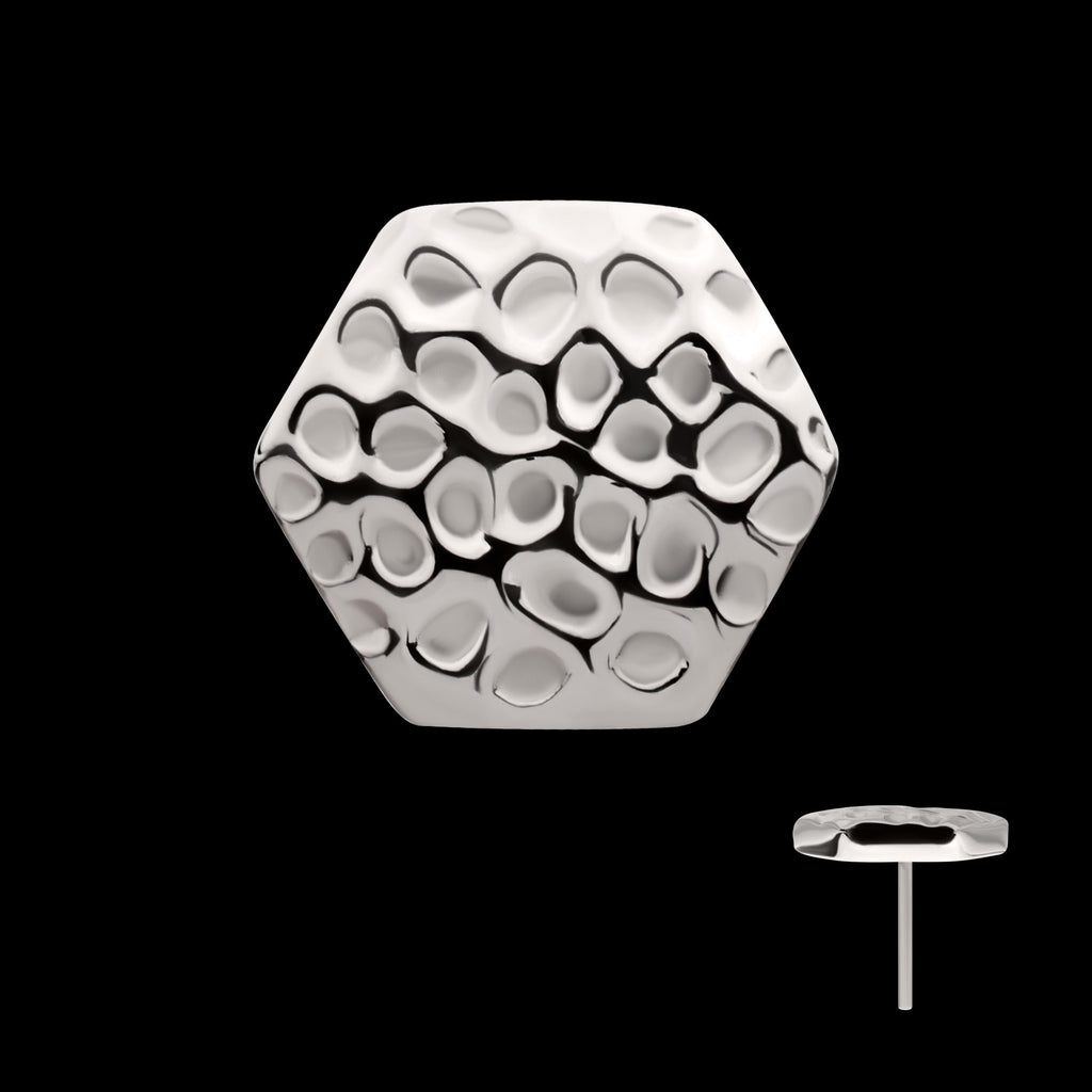 Hammered Hexagon Flatback Stud Earring / Nosering - Titanium