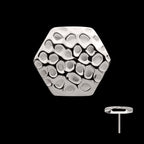 Hammered Hexagon Flatback Stud Earring / Nosering - Titanium