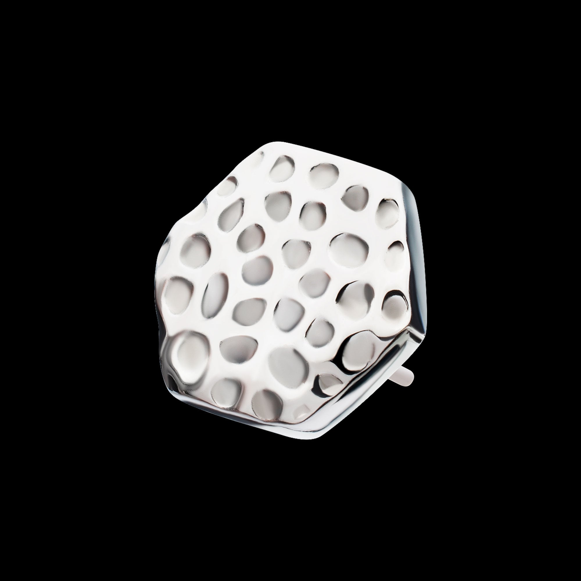 Hammered Hexagon Flatback Stud Earring / Nosering - Titanium