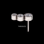 Bezel Set CZ/Opal Staggered 3-Cluster Flatback Stud Earring / Nosering - Opal & CZ & Opal & CZ in Titanium