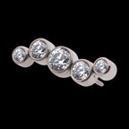 Bezel Set CZ/Opal Oscillating 5-Cluster Flatback Stud Earring / Nosering - Opal & CZ & Opal & CZ in Titanium