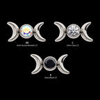 Bezel Set Round Gem Triple Moon Phase Flatback Stud Earring / Nosering - Gem in Titanium