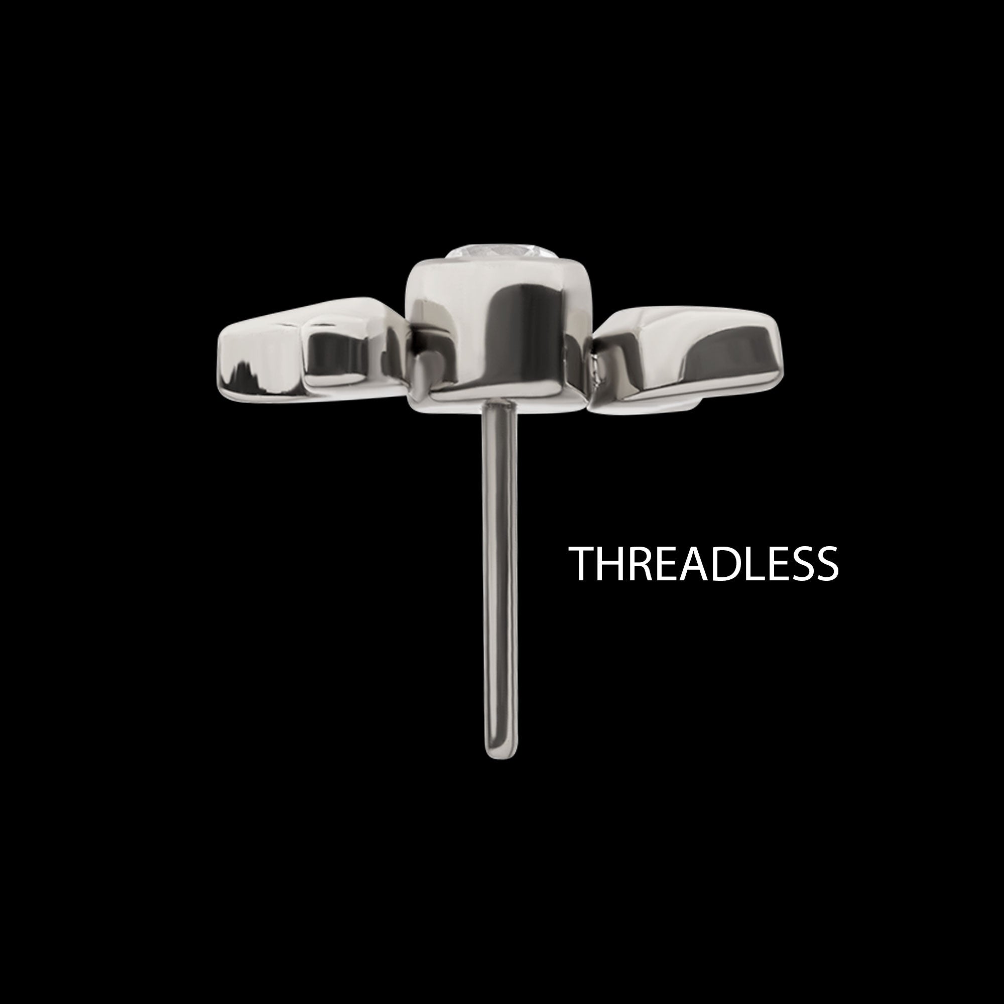 Bezel Set Round Gem Triple Moon Phase Flatback Stud Earring / Nosering - Gem in Titanium
