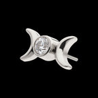 Bezel Set Round Gem Triple Moon Phase Flatback Stud Earring / Nosering - Gem in Titanium