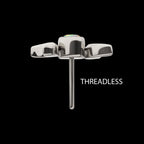 Bezel Set Round Opal Triple Moon Phase Flatback Stud Earring / Nosering - Opal in Titanium