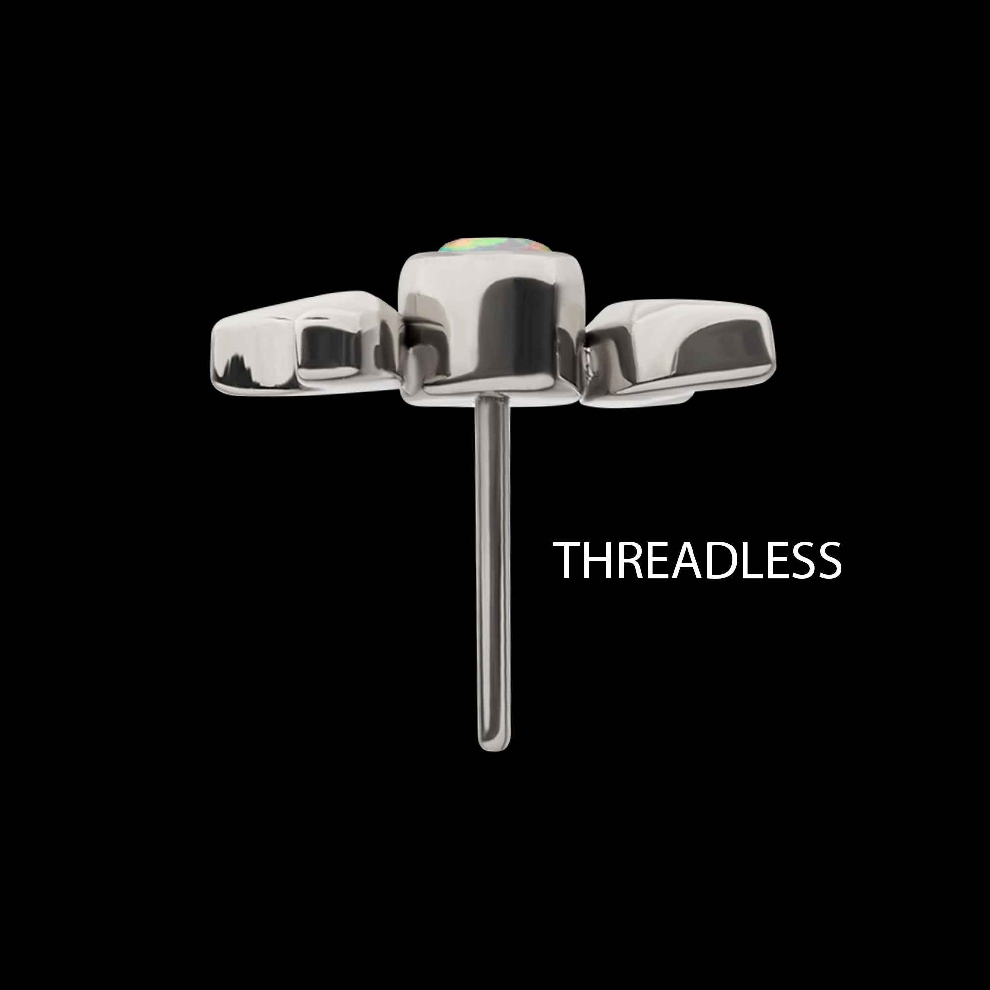 Bezel Set Round Opal Triple Moon Phase Flatback Stud Earring / Nosering - Opal in Titanium