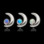 Crescent Moon with Bezel Set Opal Flatback Stud Earring / Nosering - Opal in Titanium