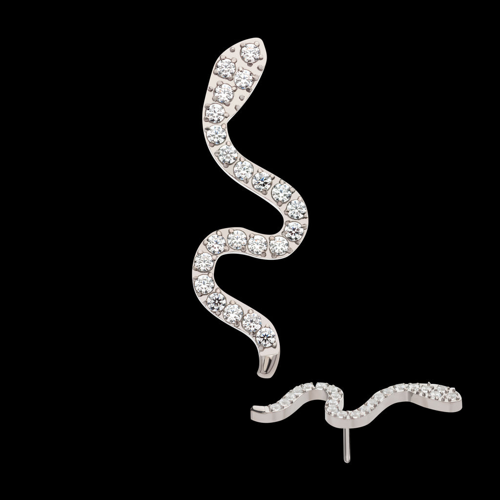 Pave Set CZ Snake Flatback Stud Earring / Nosering - CZ in Titanium