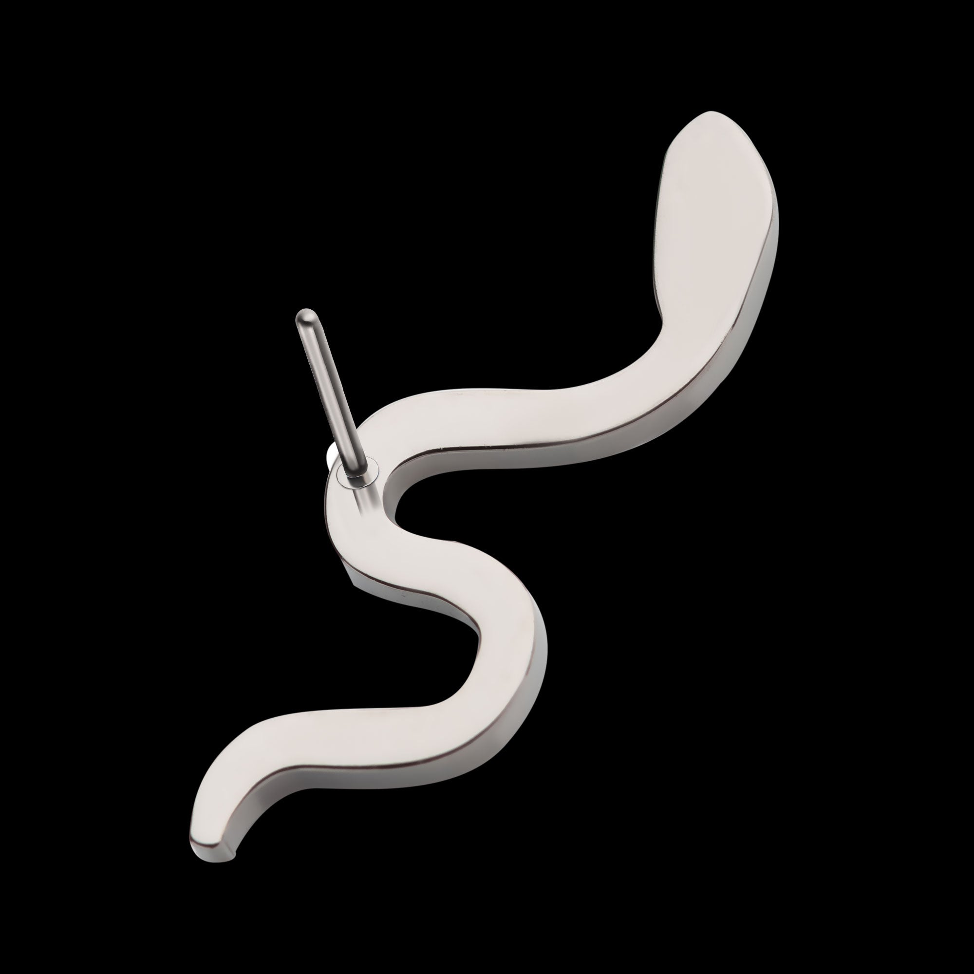Pave Set CZ Snake Flatback Stud Earring / Nosering - CZ in Titanium