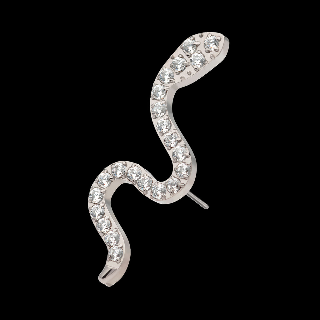 Pave Set CZ Snake Flatback Stud Earring / Nosering - CZ in Titanium