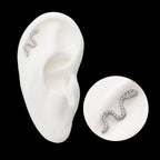 Pave Set CZ Snake Flatback Stud Earring / Nosering - CZ in Titanium