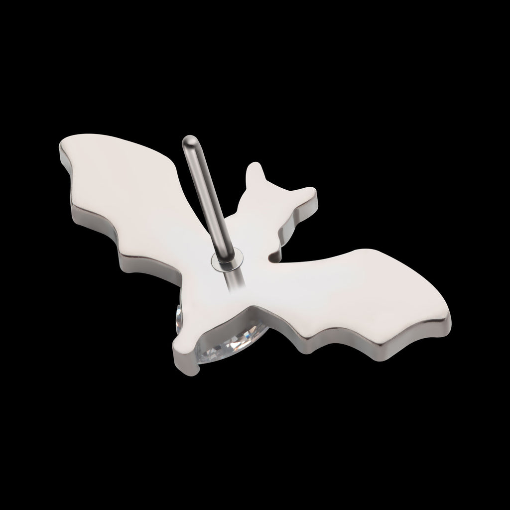 Round & Teardrop CZ Flying Bat Flatback Stud Earring / Nosering - CZ in Titanium