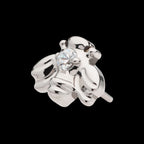 Prong Set CZ Bee Flatback Stud Earring / Nosering - CZ in Titanium