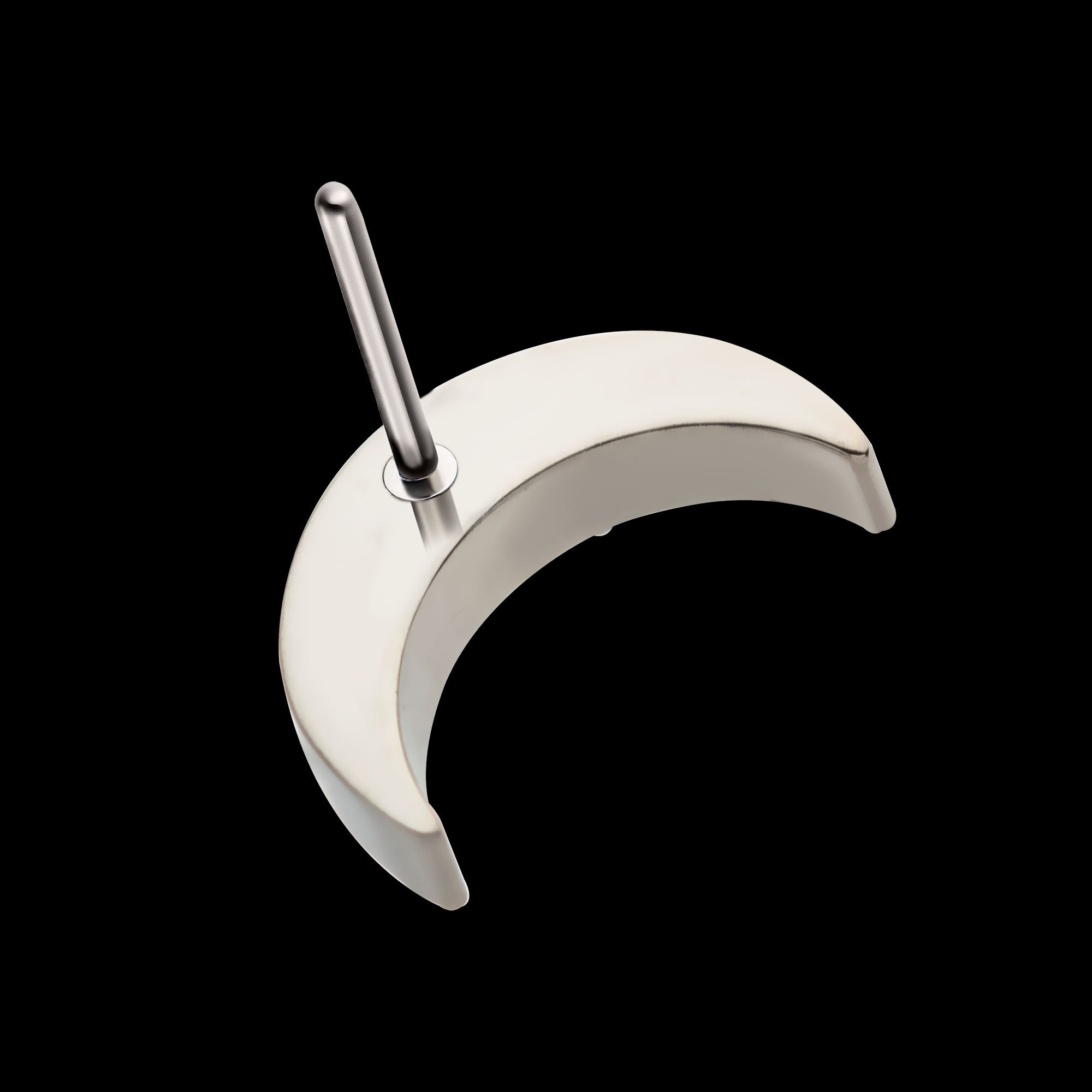 Pave Set CZ Crescent Moon Flatback Stud Earring / Nosering - CZ in Titanium