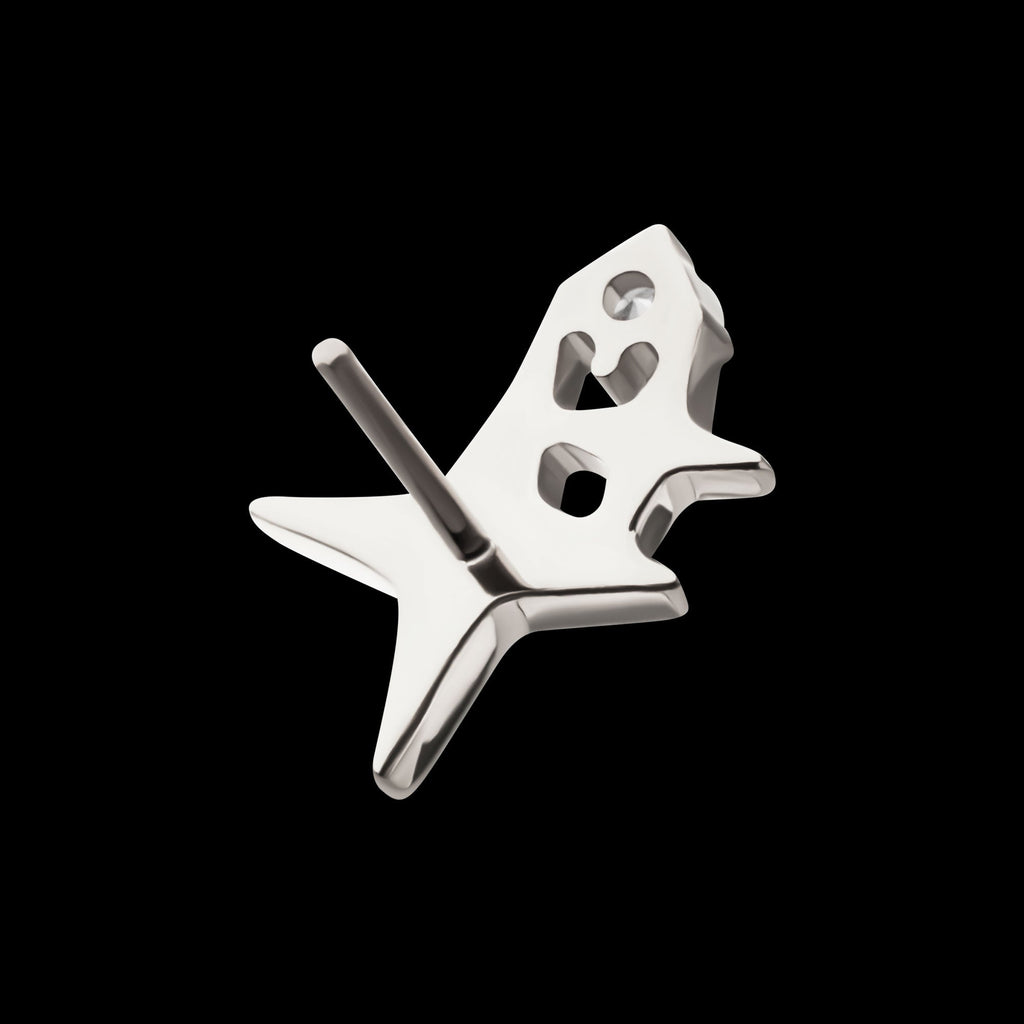 Double Celestial Star Prong-Set Gem Threadless Earring / Nosering – Titanium
