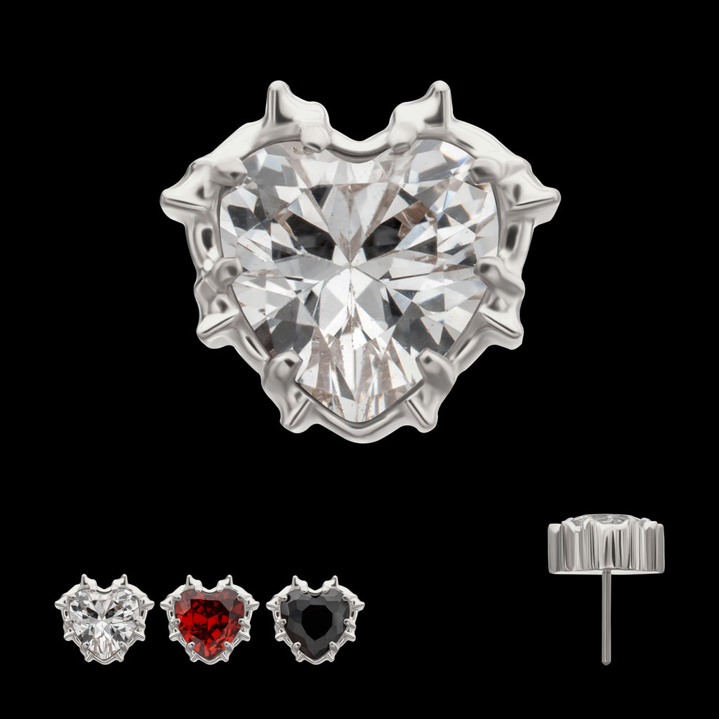 Prong Set Gem Heartbreaker Edge Flatback Stud Earring / Nosering - Gem in Titanium