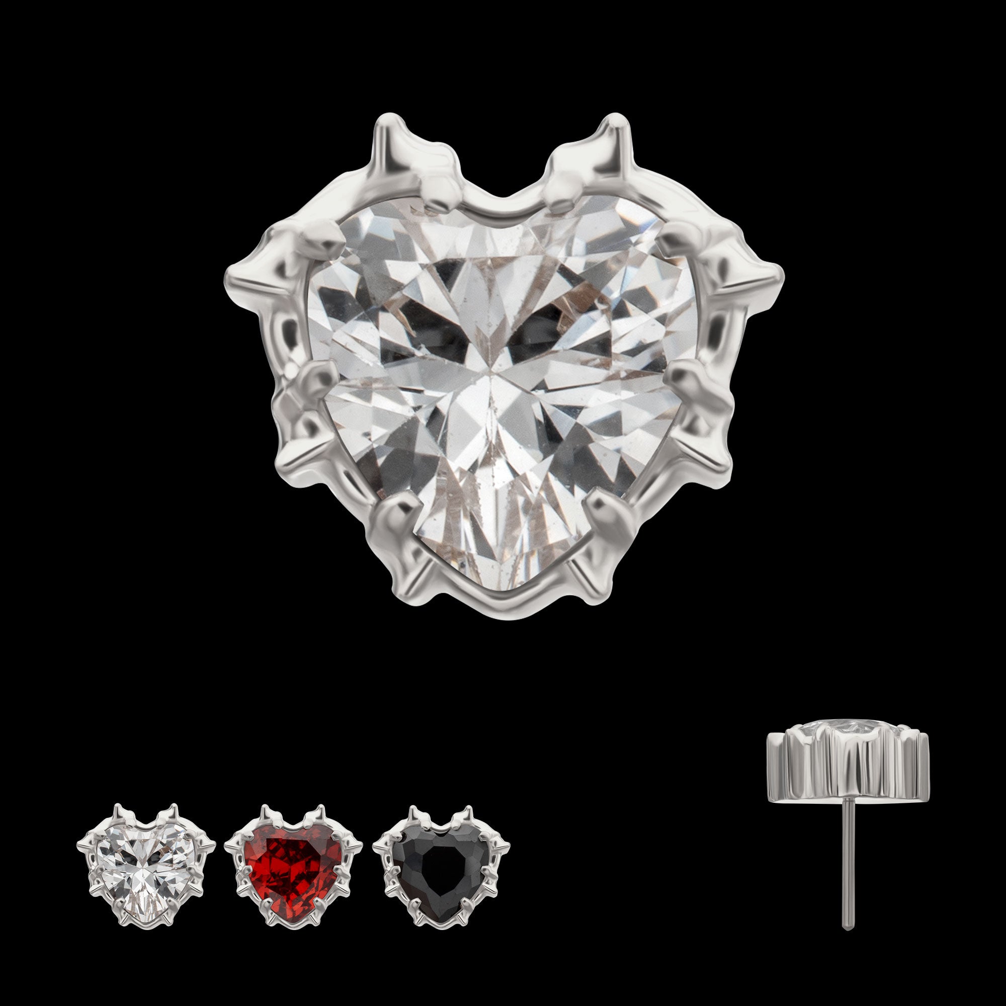 Prong Set Gem Heartbreaker Edge Flatback Stud Earring / Nosering - Gem in Titanium