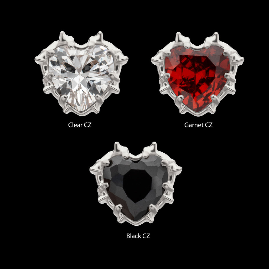 Prong Set Gem Heartbreaker Edge Flatback Stud Earring / Nosering - Gem in Titanium