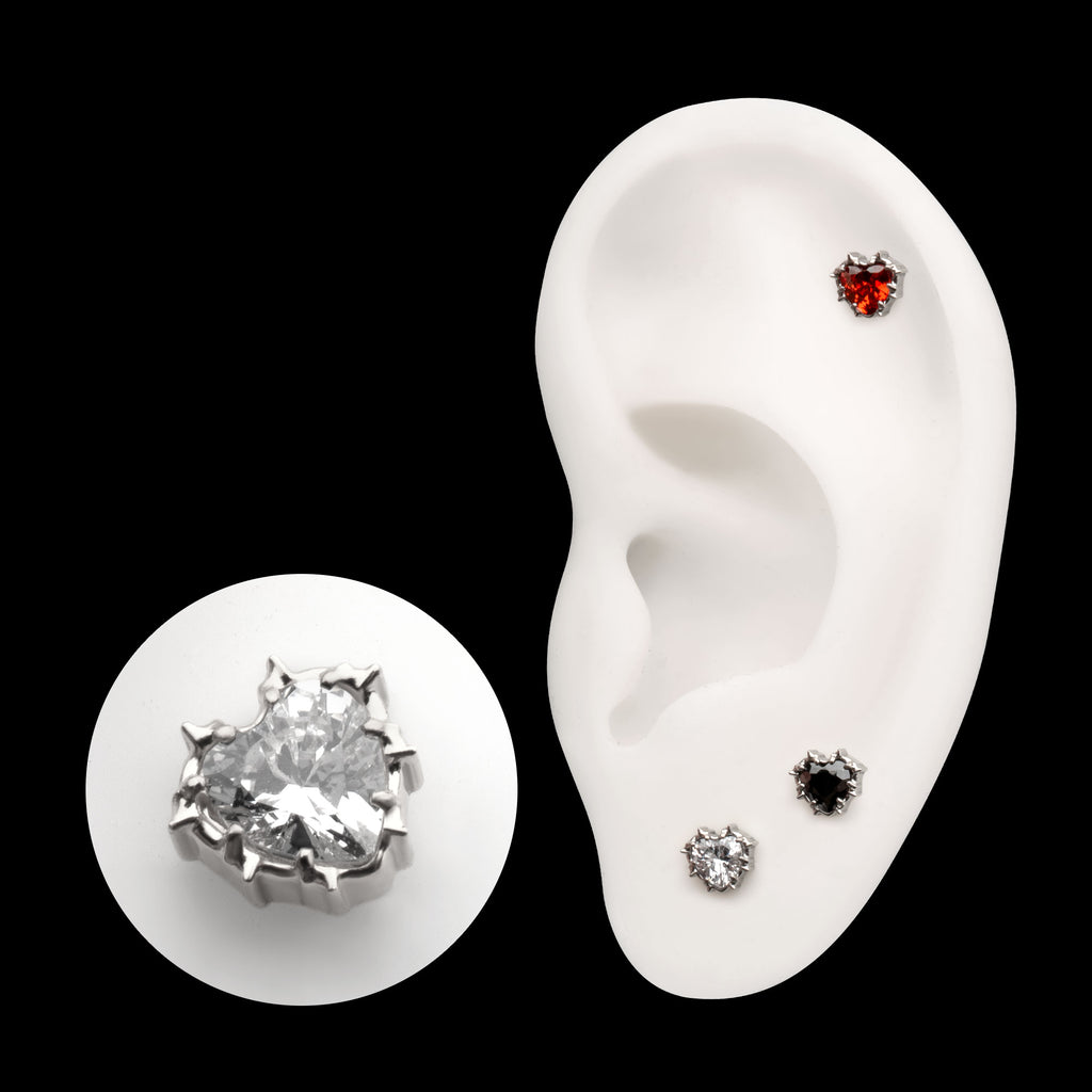Prong Set Gem Heartbreaker Edge Flatback Stud Earring / Nosering - Gem in Titanium