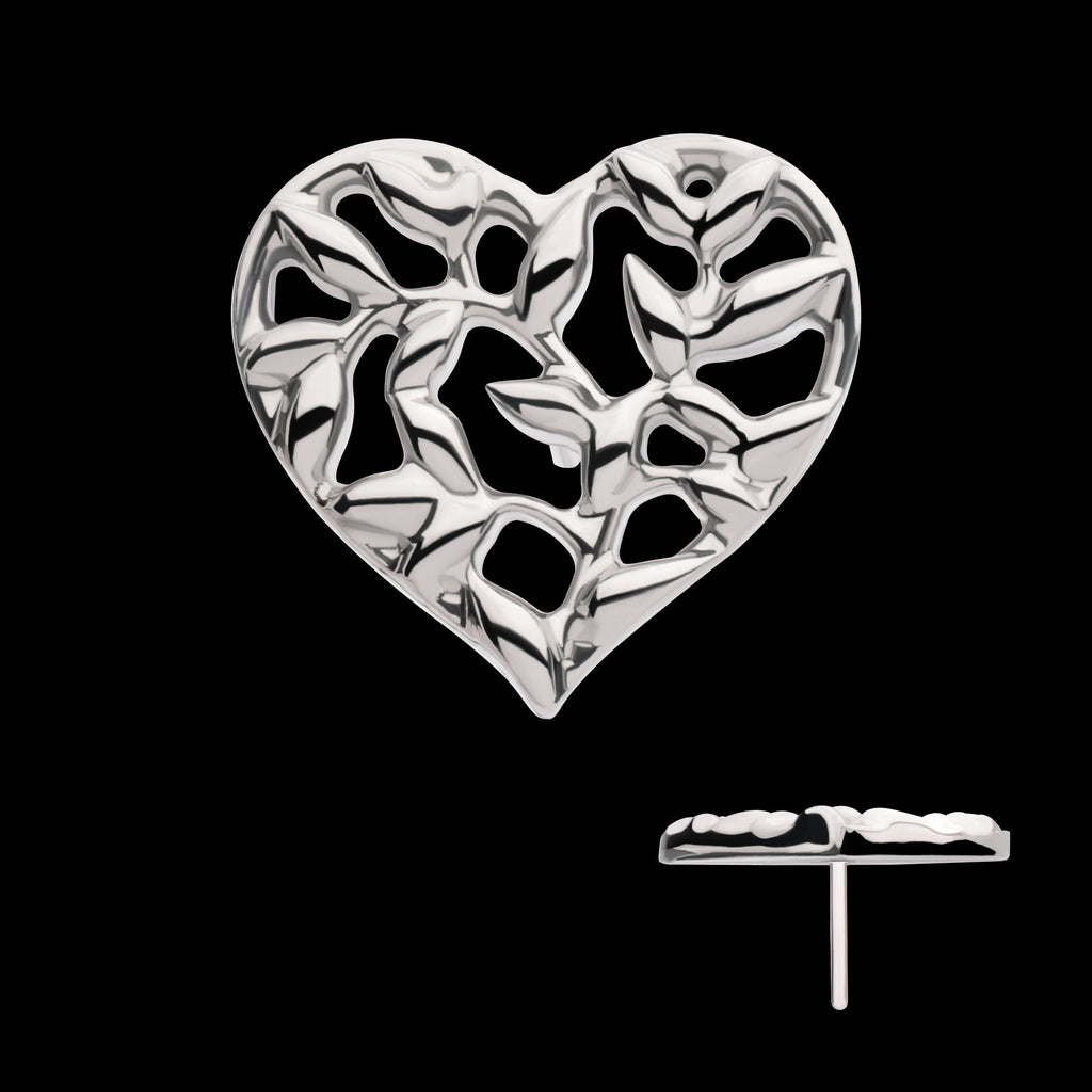 Heart of Vines Flatback Stud Earring / Nosering - Titanium