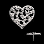 Heart of Vines Flatback Stud Earring / Nosering - Titanium