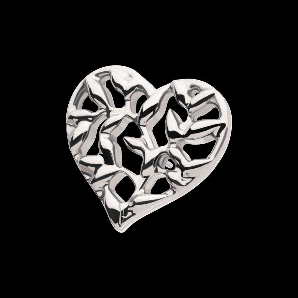 Heart of Vines Flatback Stud Earring / Nosering - Titanium