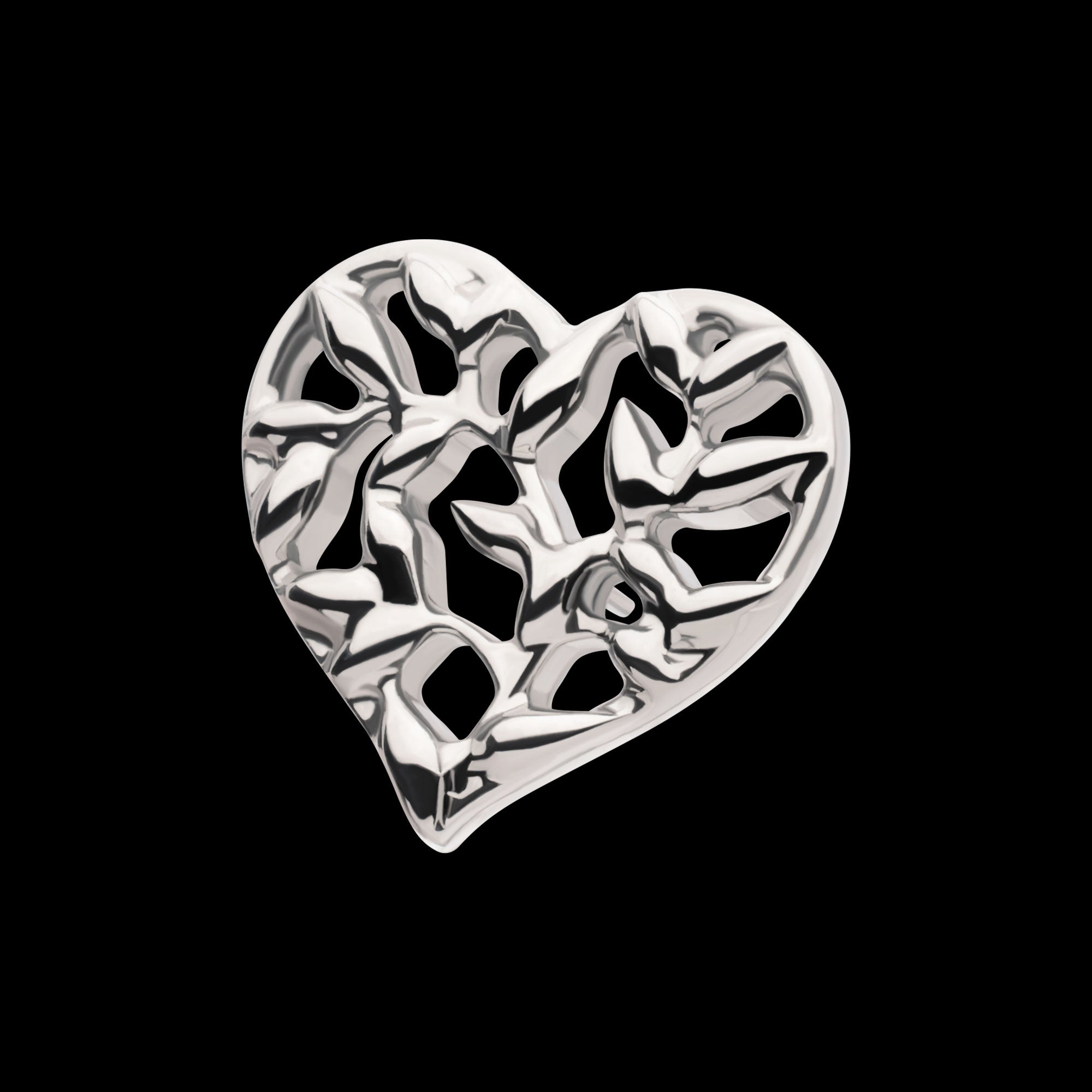 Heart of Vines Flatback Stud Earring / Nosering - Titanium
