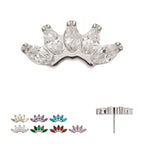 5-Marquise Gem Fan Cluster Threadless Earring / Nosering Top – Gem & Titanium