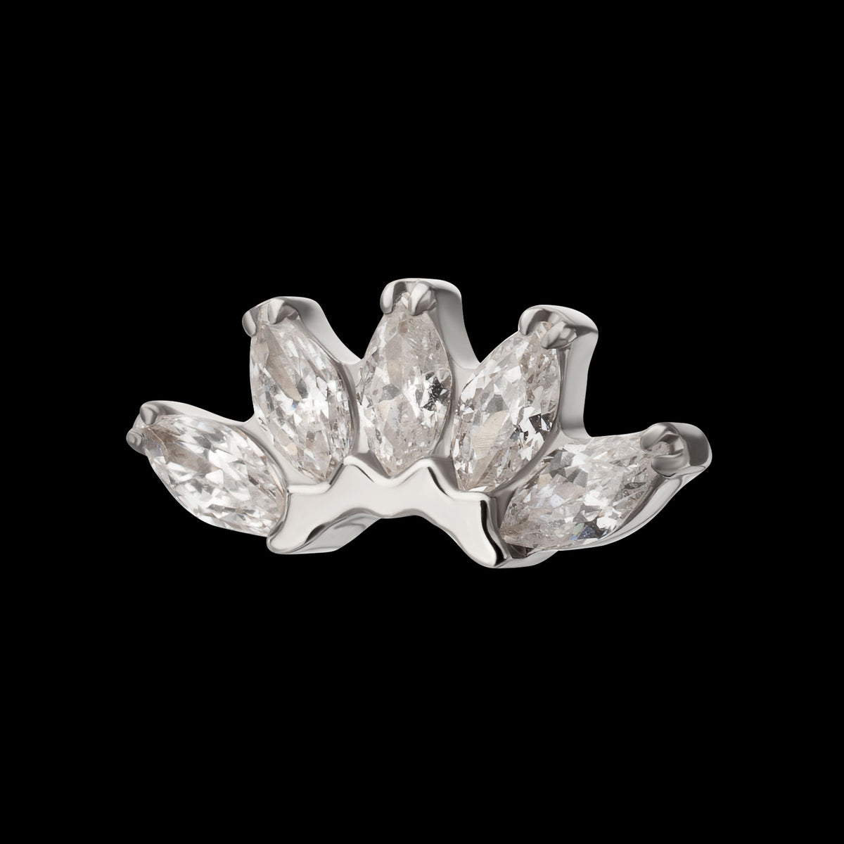 5-Marquise Gem Fan Cluster Threadless Earring / Nosering Top – Gem & Titanium