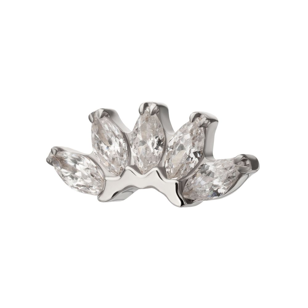 5-Marquise Gem Fan Cluster Threadless Earring / Nosering Top – Gem & Titanium