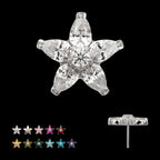 V-Prong Marquise Gem 5-Petal Flower Threadless Top Earring / Nosering – Titanium