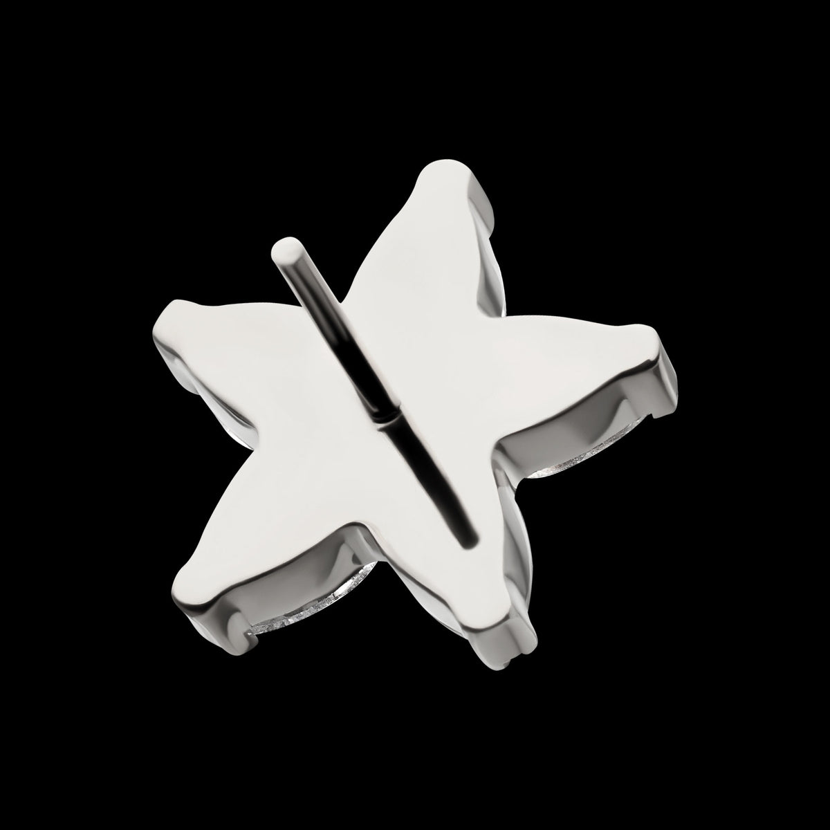 V-Prong Marquise Gem 5-Petal Flower Threadless Top Earring / Nosering – Titanium