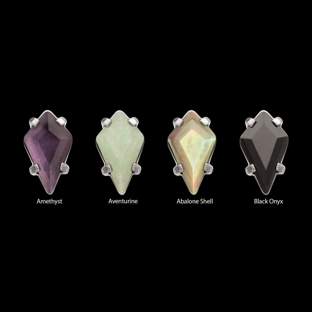4-Prong Kite Shape Stone Flatback Stud Earring / Nosering - Titanium
