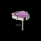 4-Prong Kite Shape Stone Flatback Stud Earring / Nosering - Titanium