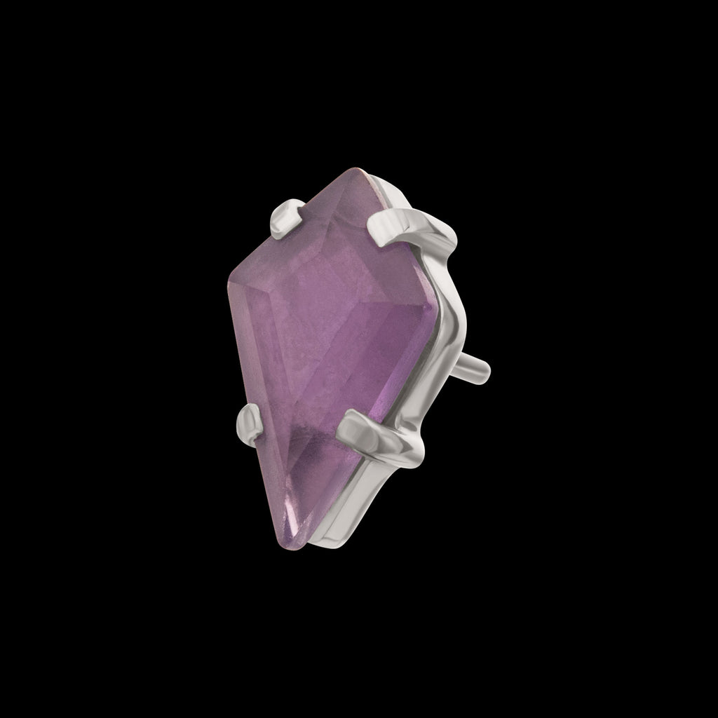 4-Prong Kite Shape Stone Flatback Stud Earring / Nosering - Titanium