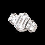 Prong Set Emerald Cut & Princess Gem 3-Cluster Flatback Stud Earring / Nosering - Gem in Titanium