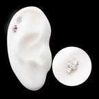 Prong Set Emerald Cut & Princess Gem 3-Cluster Flatback Stud Earring / Nosering - Gem in Titanium